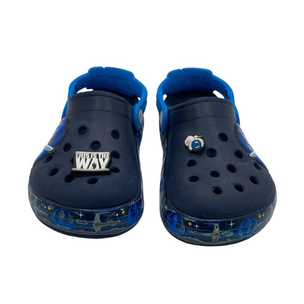 Star Wars Blue Crocs Shoes Clogs Slip On X-Wing Starfighter 2 Charms Size C 11